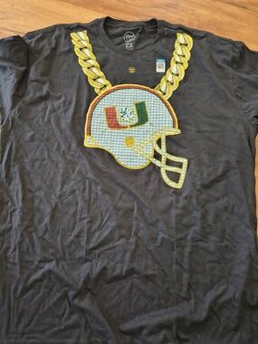 miami Black Tee with Gold Chain and Helmet Graphic
